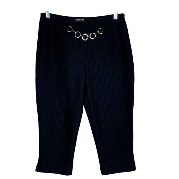 Perception Concepts Black Capri Dress Pants Womens Size 6 Metal Hoop Detail - Picture 1 of 3